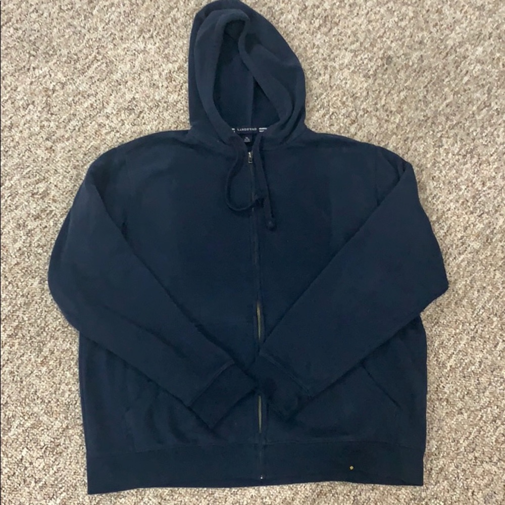 Lands End Mens Navy Zip Up hoodie